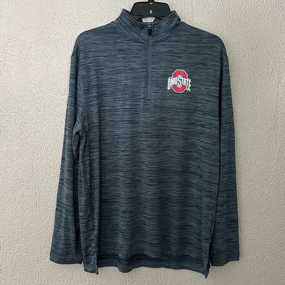Ohio State Buckeyes Mens Large 1/4 Zip Long Sleeve Shirt Pullover Gray - Picture 1 of 7